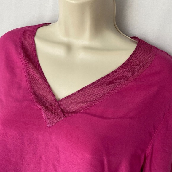 Soft Surroundings Alita Tunic Top Womens Medium Magenta V Neck Slinky Viscose - Picture 4 of 15
